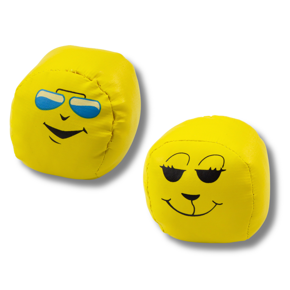 Minkštų geltonų kamuoliukų su emocijomis rinkinys, 6 vnt., 7 cm