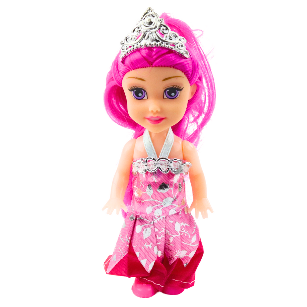 Mini princesių lėlių rinkinys su pasakų suknelėmis, 6 vnt.