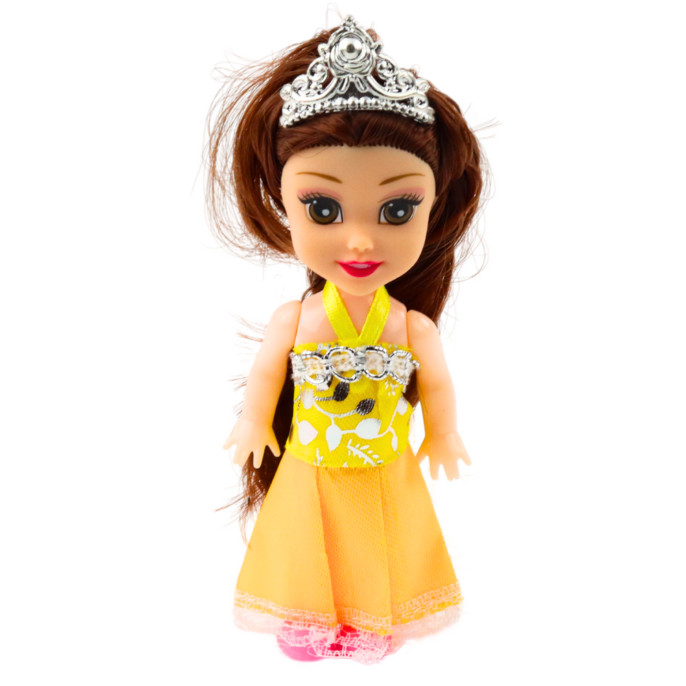 Mini princesių lėlių rinkinys su pasakų suknelėmis, 6 vnt.