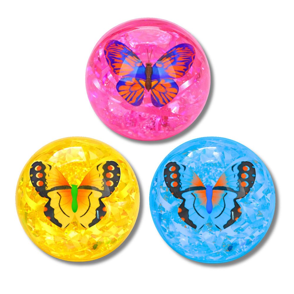 Guminis kamuolys su konfeti 9 cm