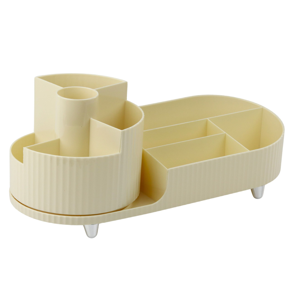 Kosmetikos ir biuro reikmenų organizatorius, 34,5x14,7x14,3 cm, smėlio spalvos