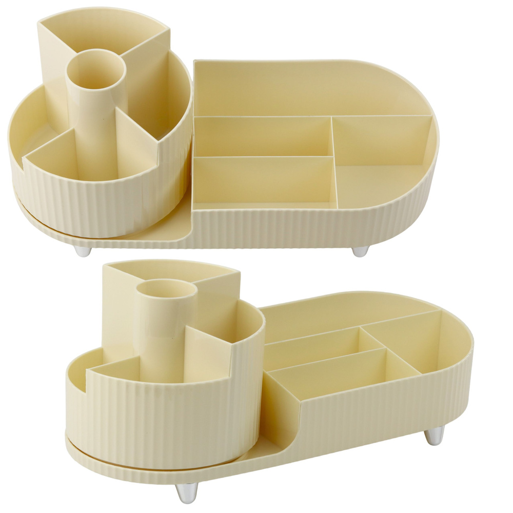 Kosmetikos ir biuro reikmenų organizatorius, 34,5x14,7x14,3 cm, smėlio spalvos