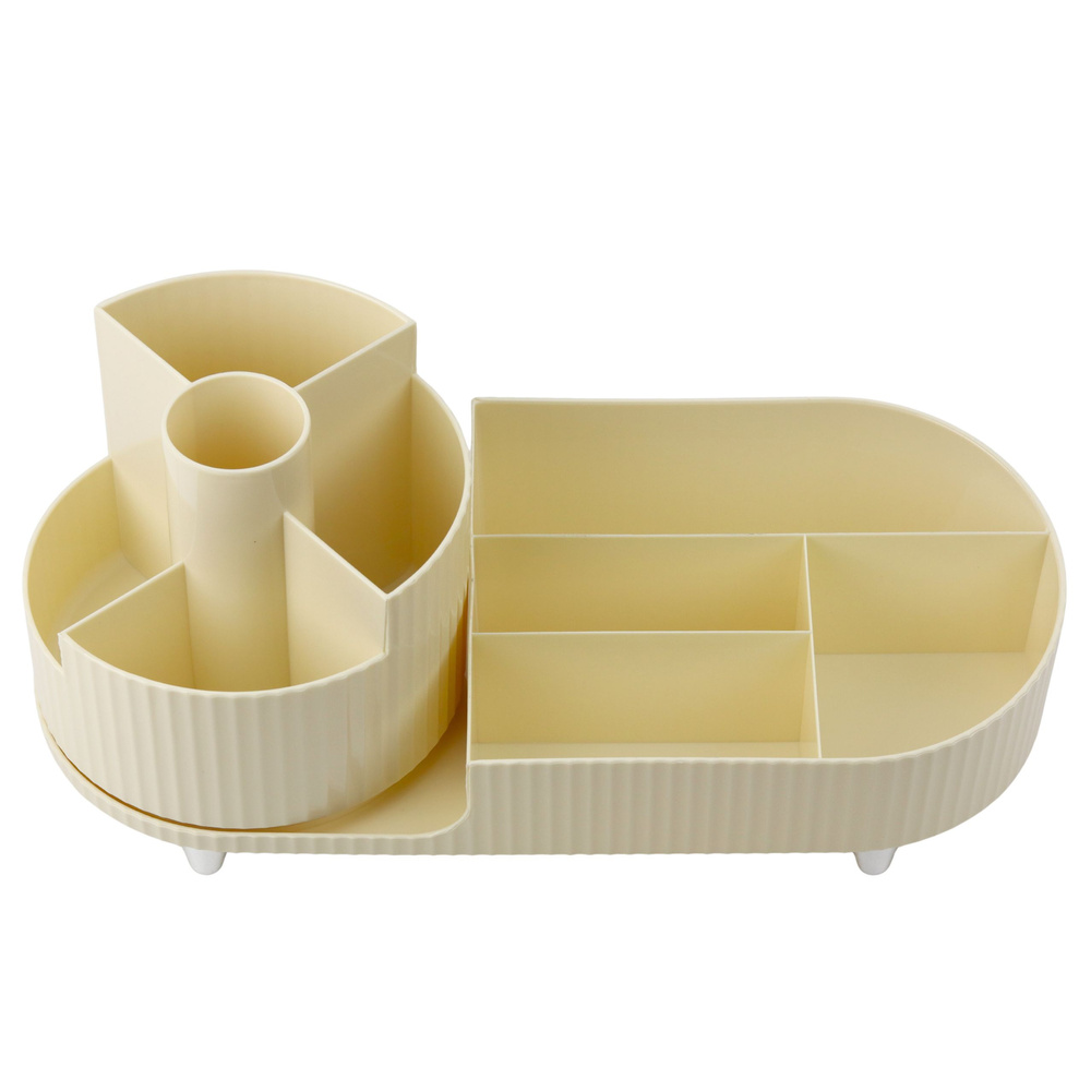 Kosmetikos ir biuro reikmenų organizatorius, 34,5x14,7x14,3 cm, smėlio spalvos