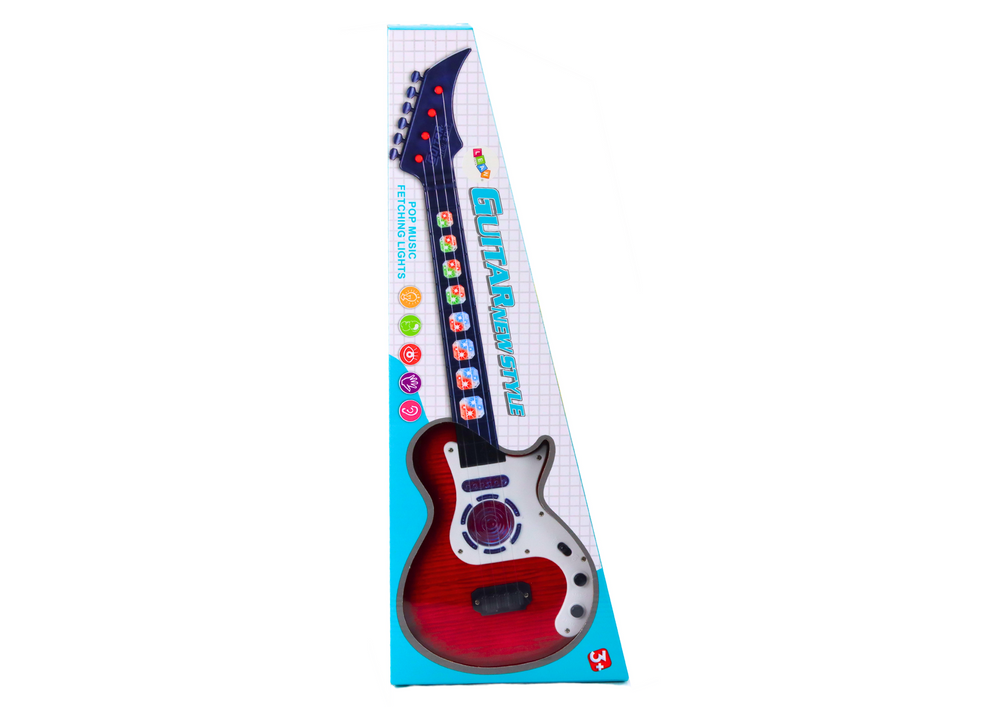 Elektrinė gitara vaikams su šviesos efektais, raudona, 54 cm
