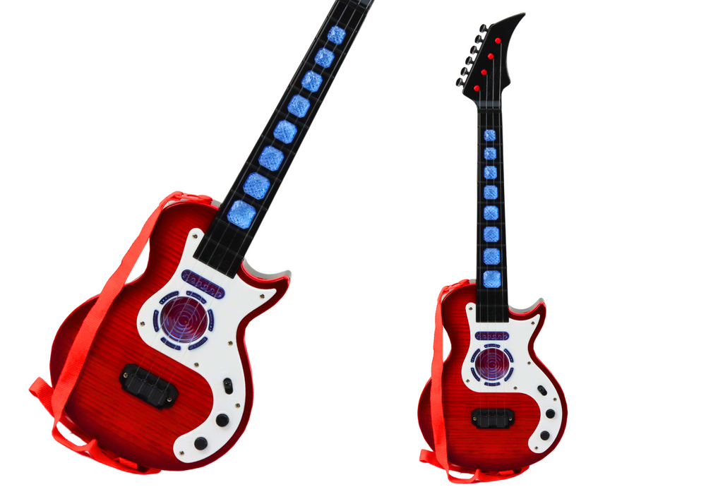 Elektrinė gitara vaikams su šviesos efektais, raudona, 54 cm