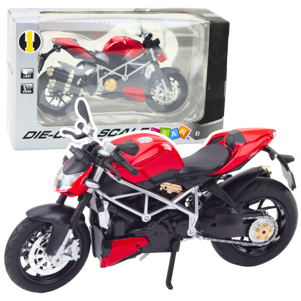 Metalinis sportinis motociklas – raudonas 1:12