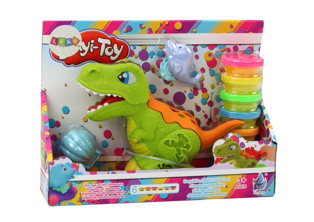 Dinozaurų plastilino rinkinys su 6 spalvomis ir formelėmis 3
