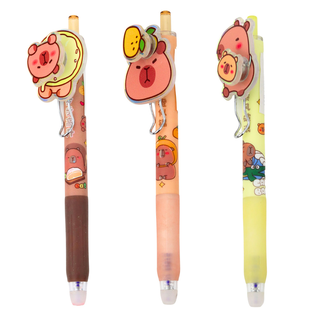 Gelinis rašiklis su kapibaros figūrėle, mėlyna spalva, 14.5 cm 2