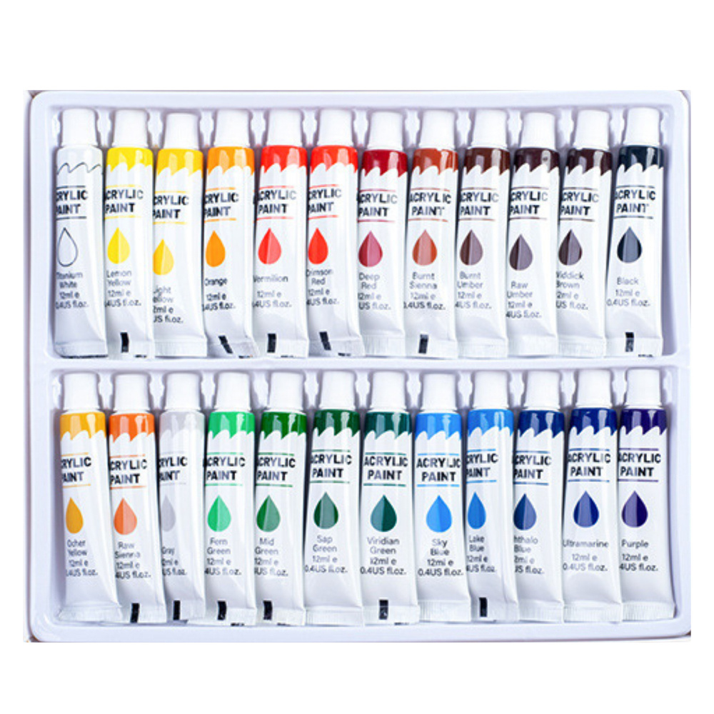 Akrilinių Dažų Rinkinys Meno Kūrybai, 24 x 12 ml