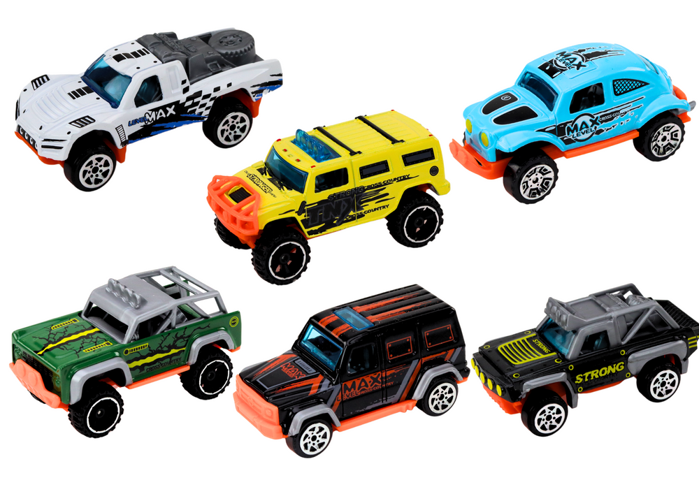Metaliniai visureigiai automobiliai 1:64, 6 vnt.
