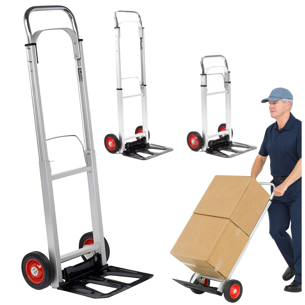 Sulankstomas aliuminis transportavimo vežimėlis 90 kg