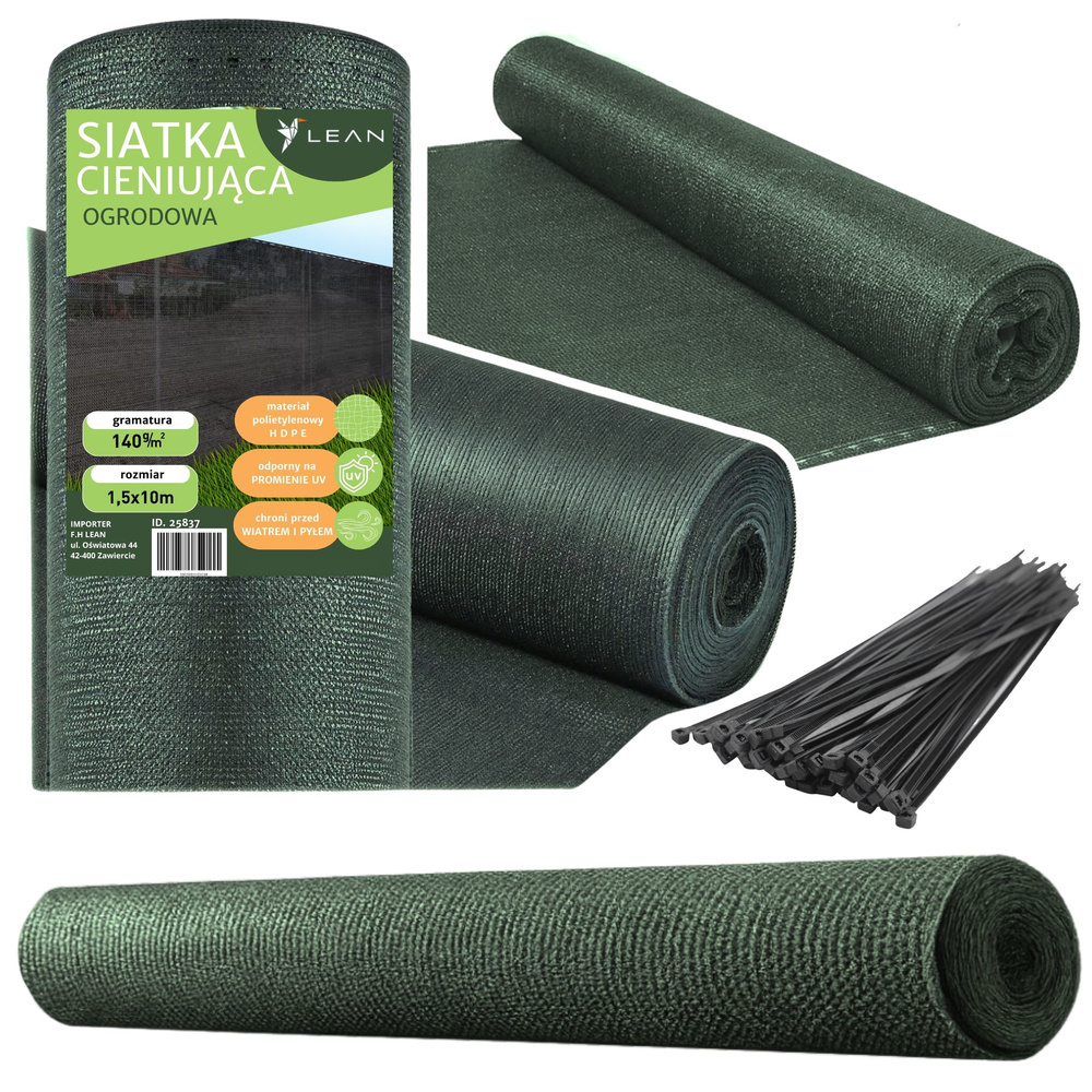 Apsauginė tinklo danga iš polietileno 1.5x10 m, žalia, 140 g/m²