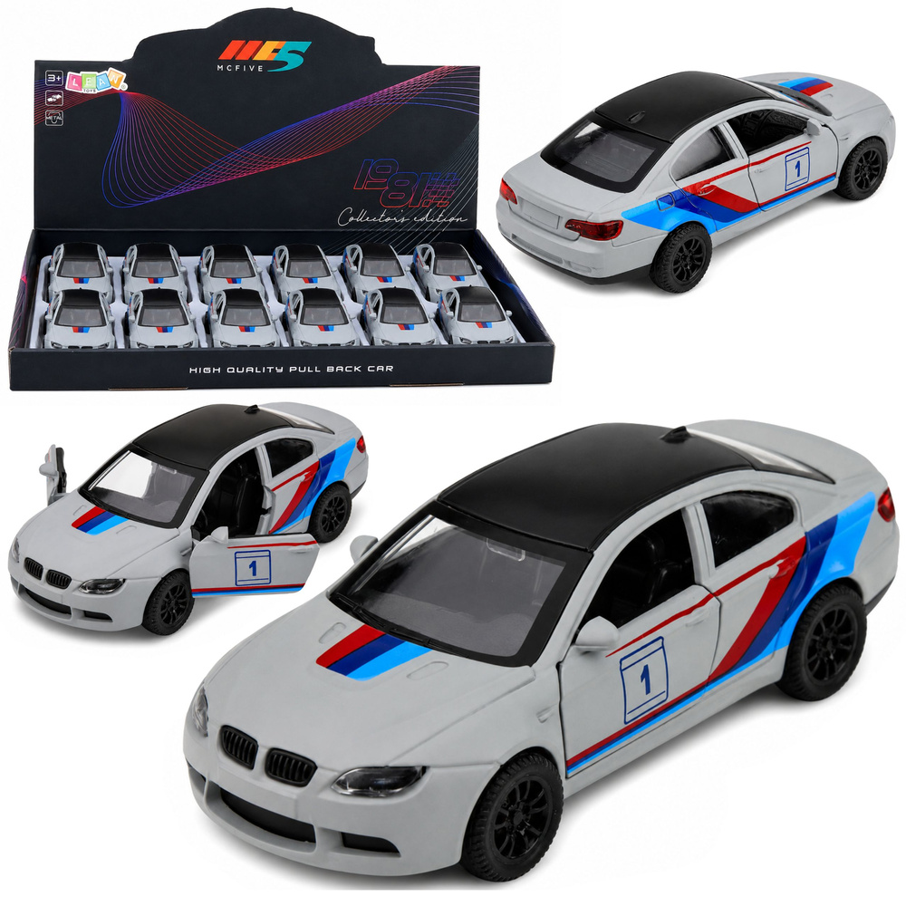 Žaislinis sportinis automobilis su inercine pavara ir atidaromomis durimis, matinis pilkas, 1:32