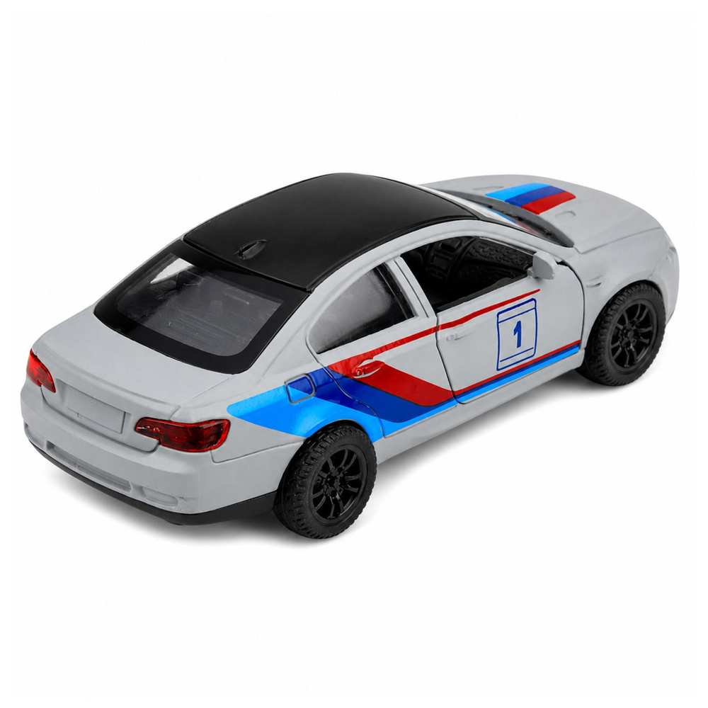 Žaislinis sportinis automobilis su inercine pavara ir atidaromomis durimis, matinis pilkas, 1:32 2