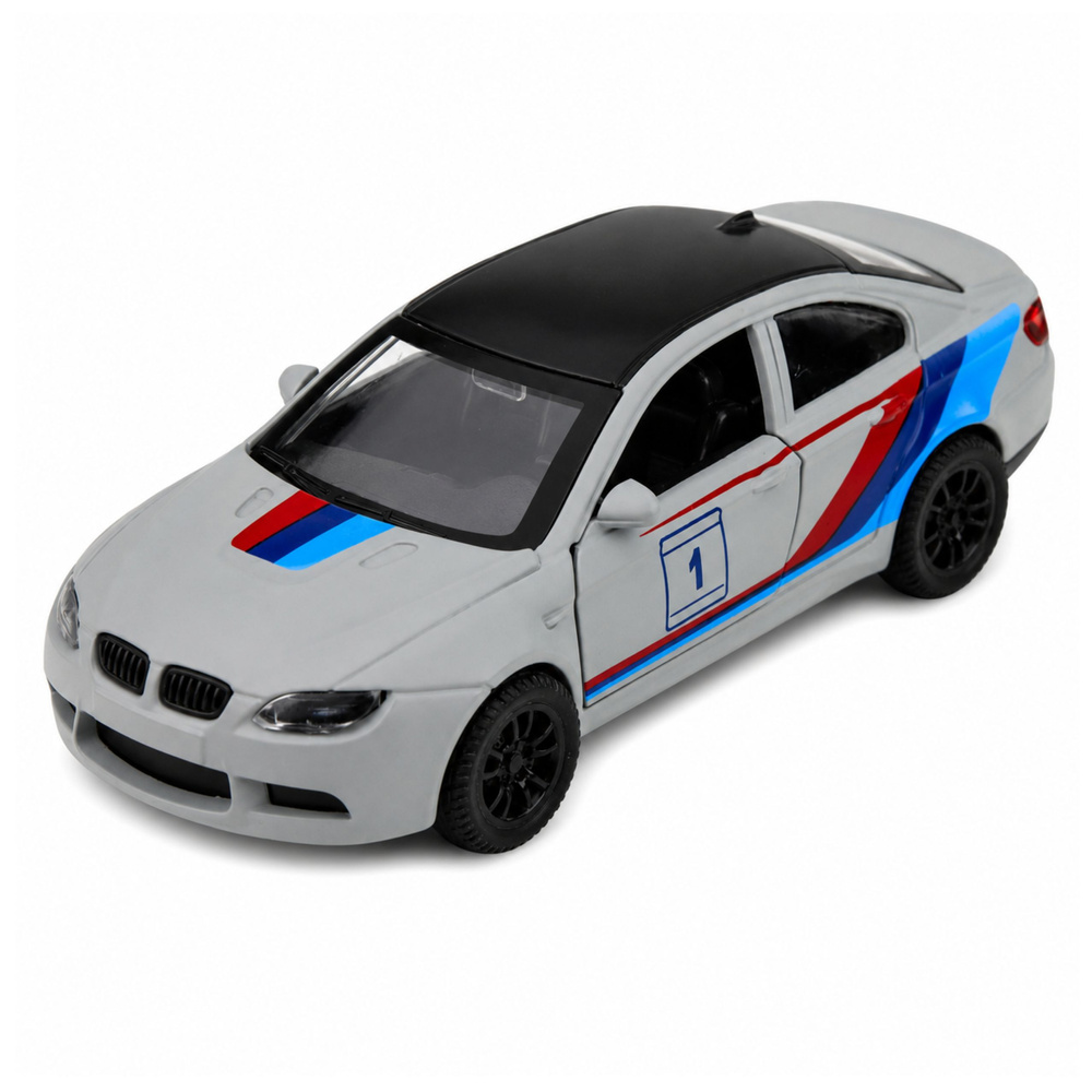 Žaislinis sportinis automobilis su inercine pavara ir atidaromomis durimis, matinis pilkas, 1:32