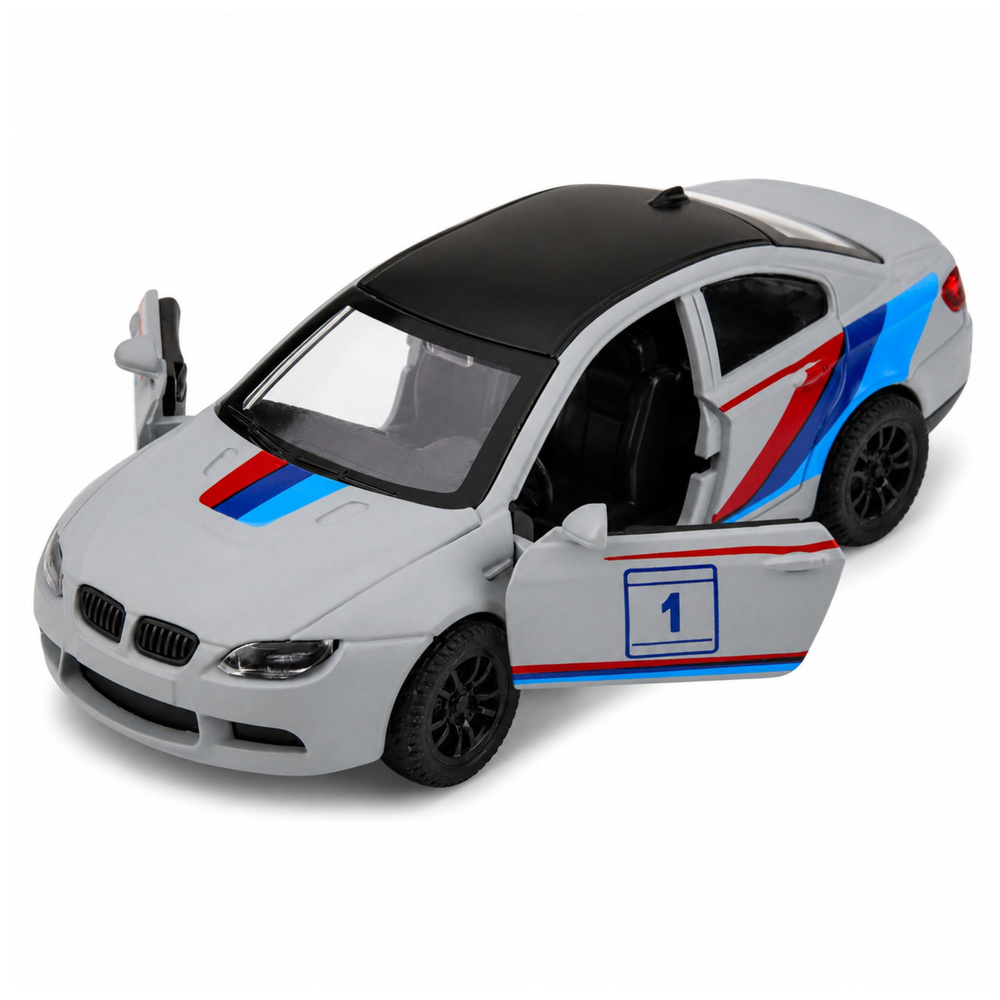Žaislinis sportinis automobilis su inercine pavara ir atidaromomis durimis, matinis pilkas, 1:32 3