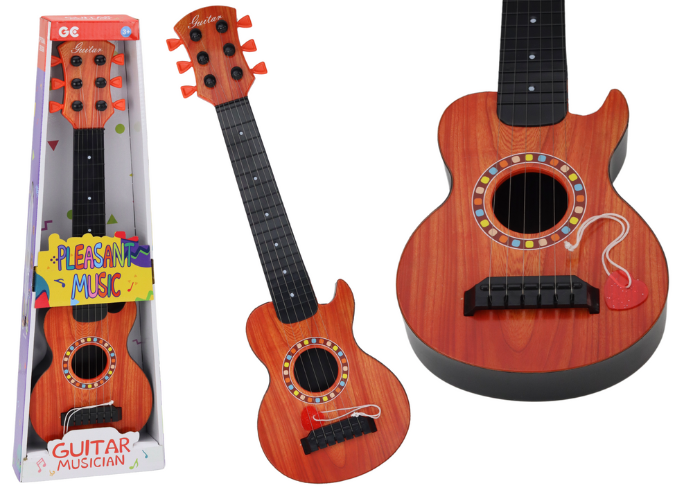 Žaislinė gitara vaikams orange wood cube, 47x14x4 cm