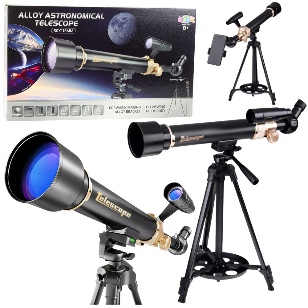 Astronominis teleskopas 50x115 mm su trikojais
