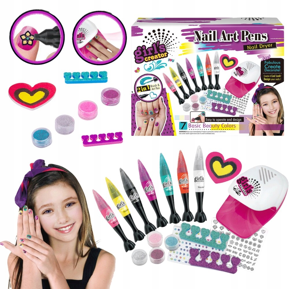 Nagų dažymo rašiklių glitter rinkinys