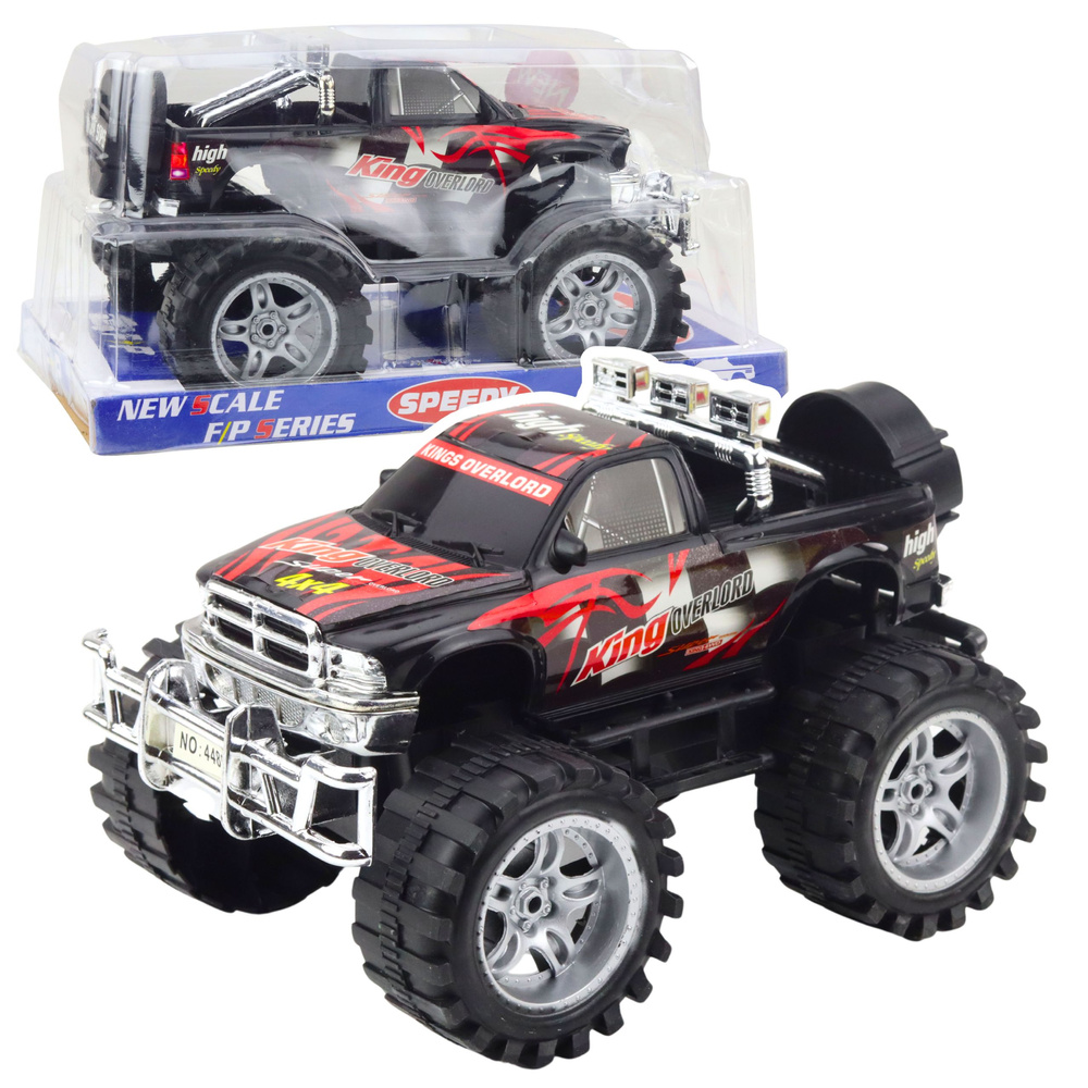 Visureigis žaislinis automobilis su galiniais varomaisiais ratais, 27 cm, juodai raudonas