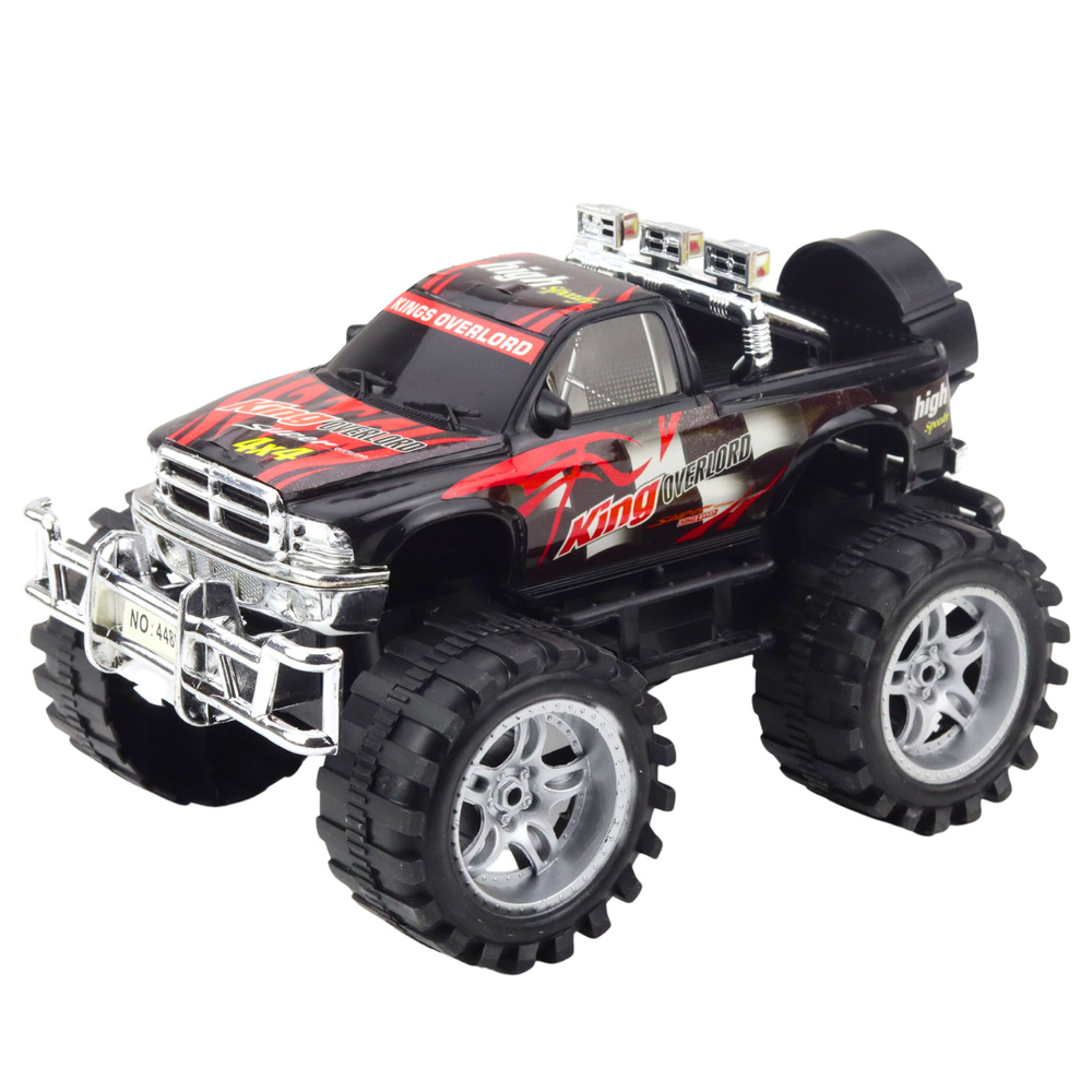 Visureigis žaislinis automobilis su galiniais varomaisiais ratais, 27 cm, juodai raudonas 1
