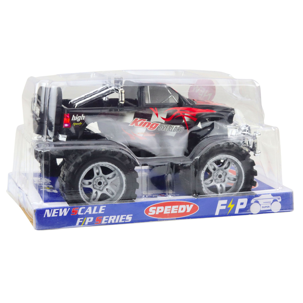 Visureigis žaislinis automobilis su galiniais varomaisiais ratais, 27 cm, juodai raudonas 2