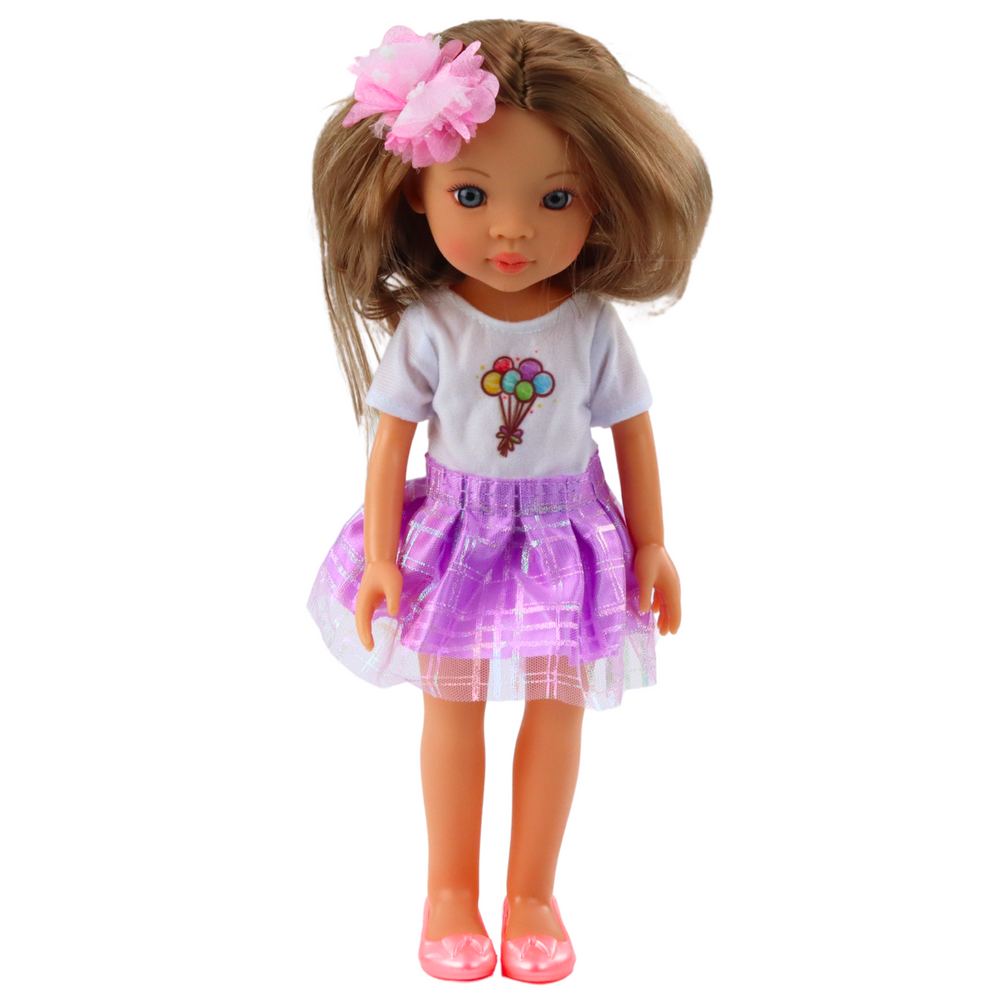 Lėlė su violetiniu sijonu, 32 cm
