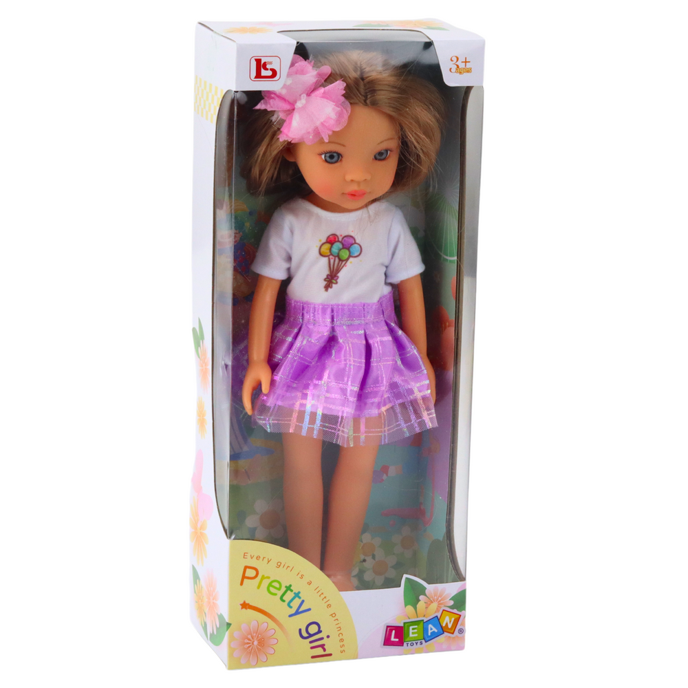 Lėlė su violetiniu sijonu, 32 cm