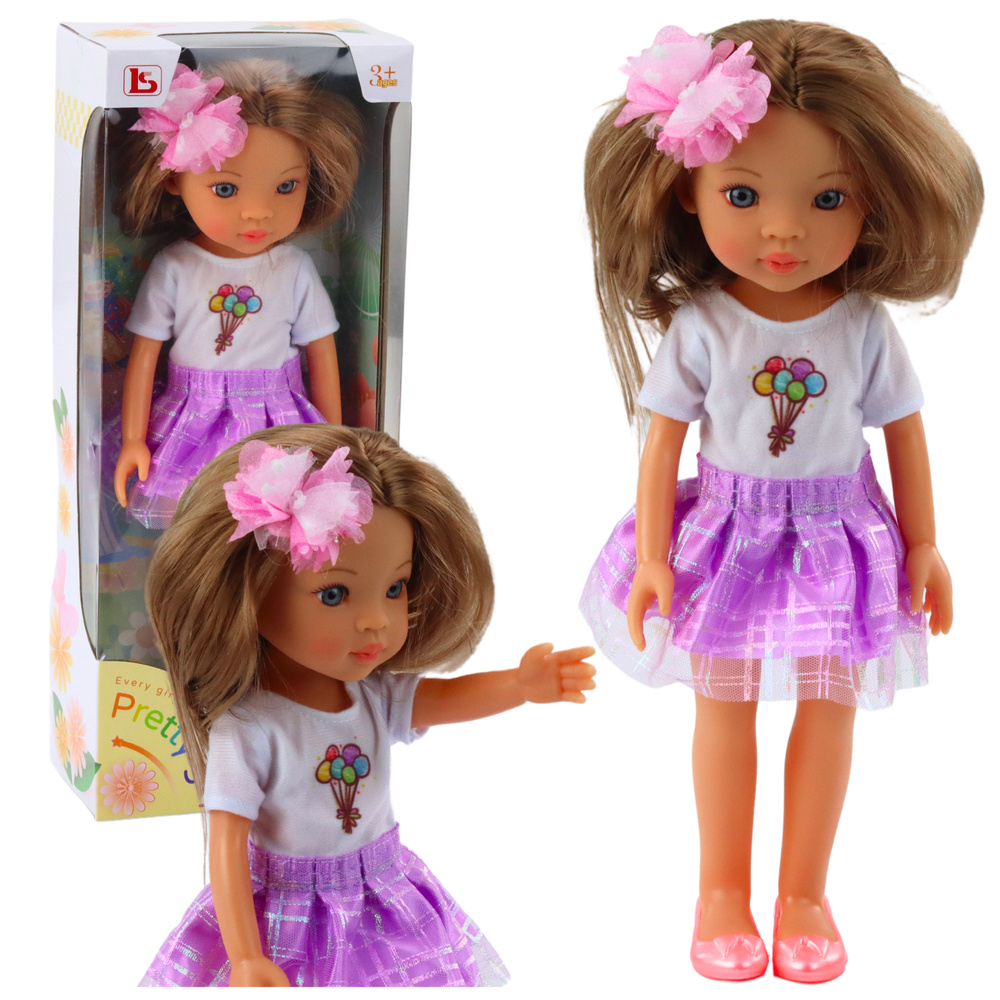 Lėlė su violetiniu sijonu, 32 cm