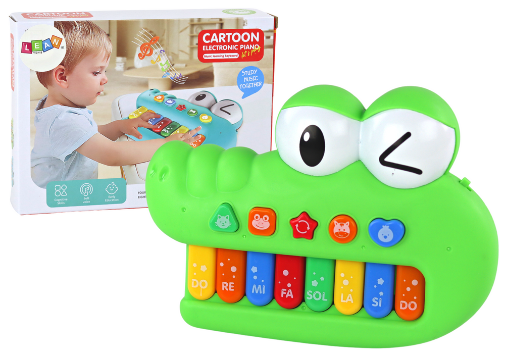 Muzikinis klavišinis žaislas su šviesos efektais lean toys, žalias