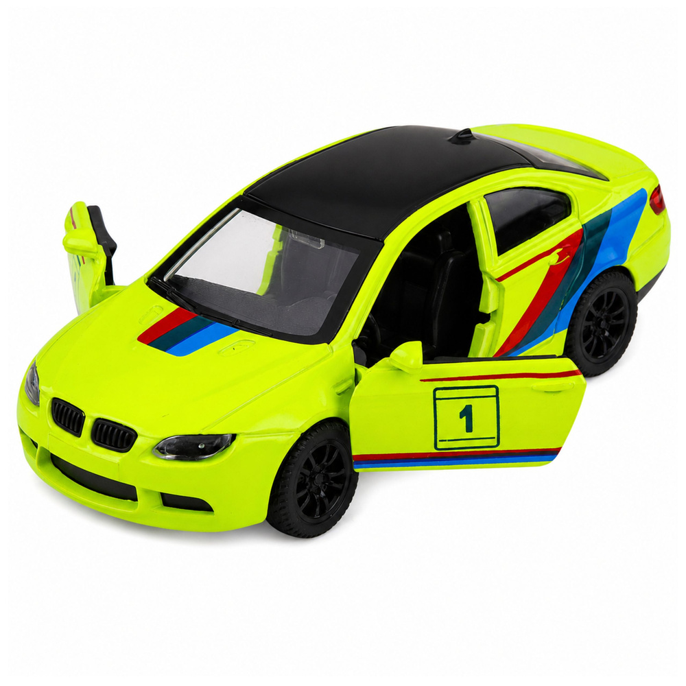 Žaislinis sportinis automobilis su inerciniu mechanizmu ir atidaromomis durimis, geltonas, 12,5 x 5 x 4 cm 2