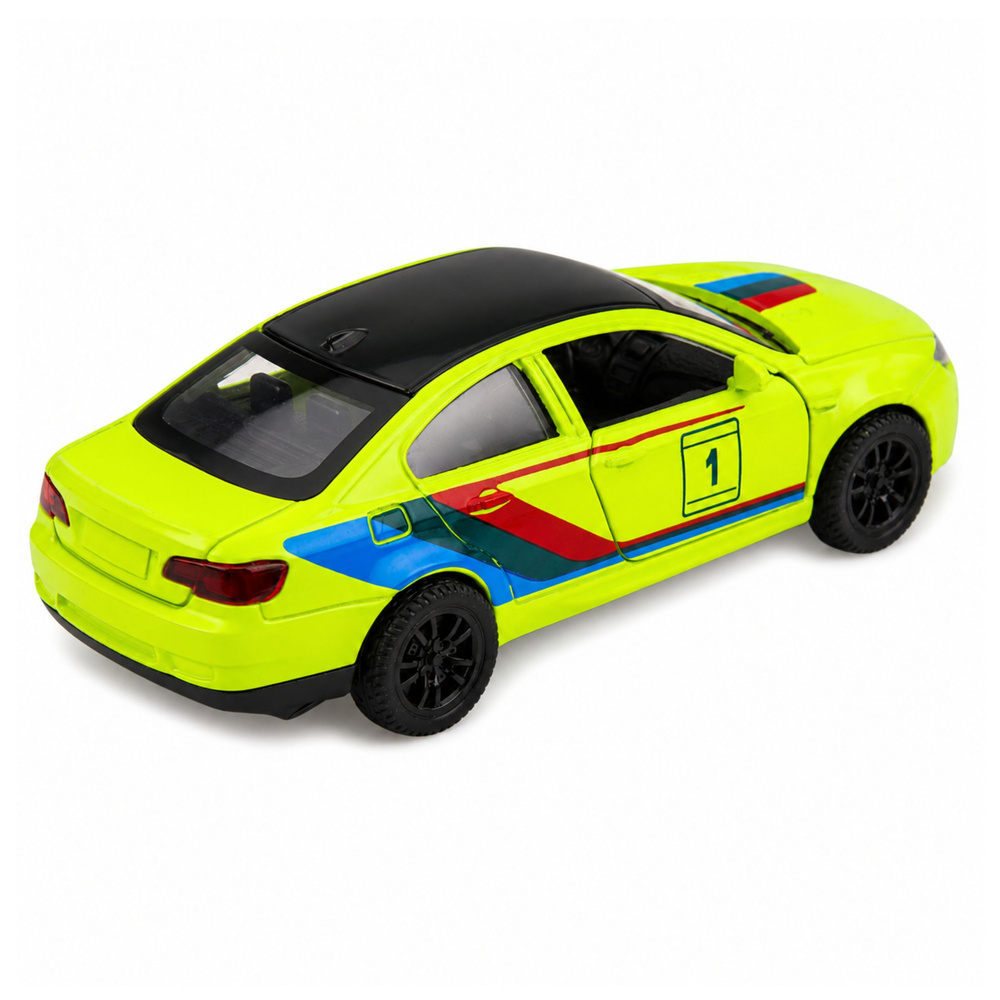 Žaislinis sportinis automobilis su inerciniu mechanizmu ir atidaromomis durimis, geltonas, 12,5 x 5 x 4 cm 3