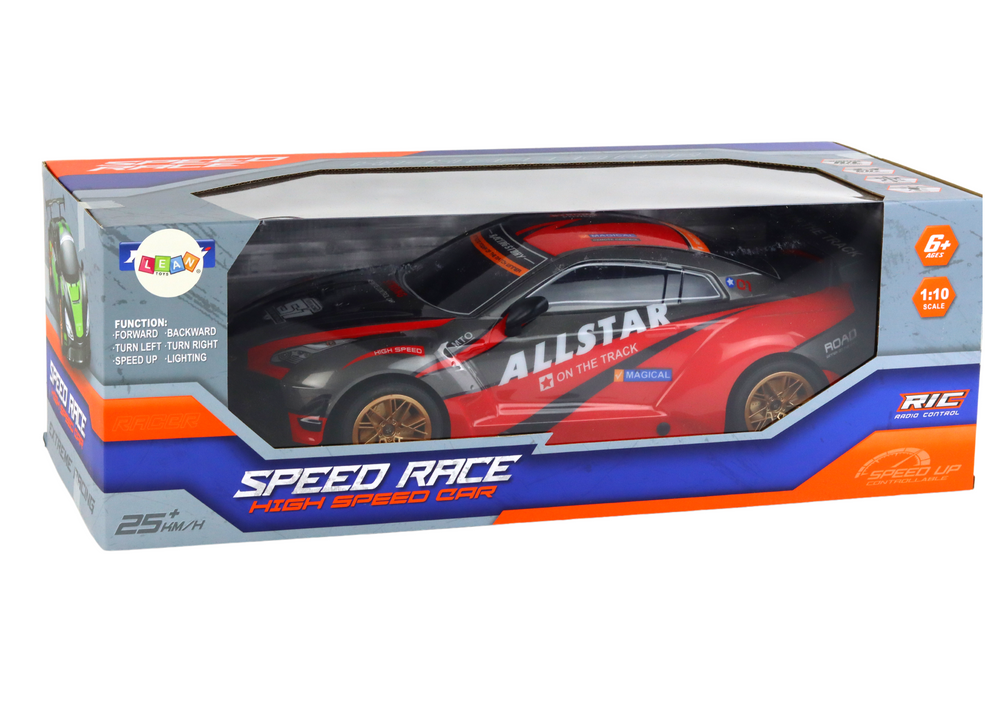Nuotoliniu būdu valdomas sportinis automobilis lean toys, raudonas, 44x12x19,5 cm