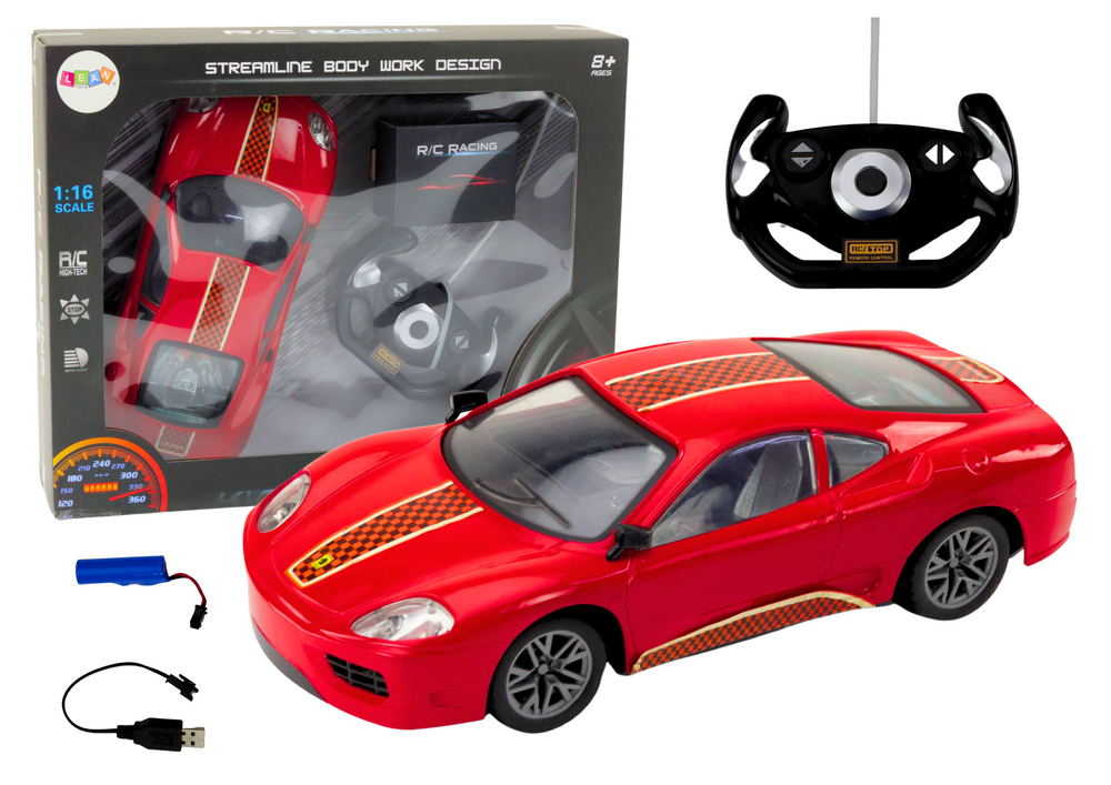 Nuotolinio valdymo sportinis automobilis 1:16, raudonas