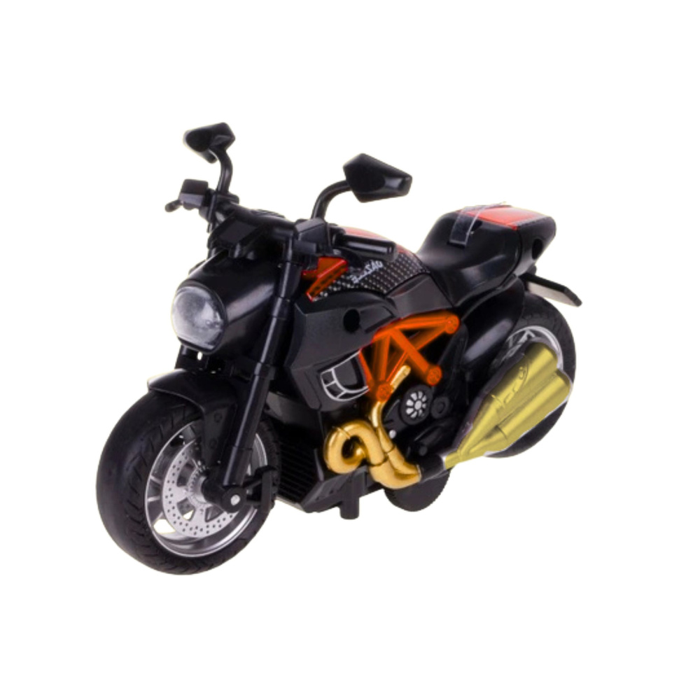 Motociklo modelis 1:14 surinkimui, juoda ir oranžinė spalvos 1