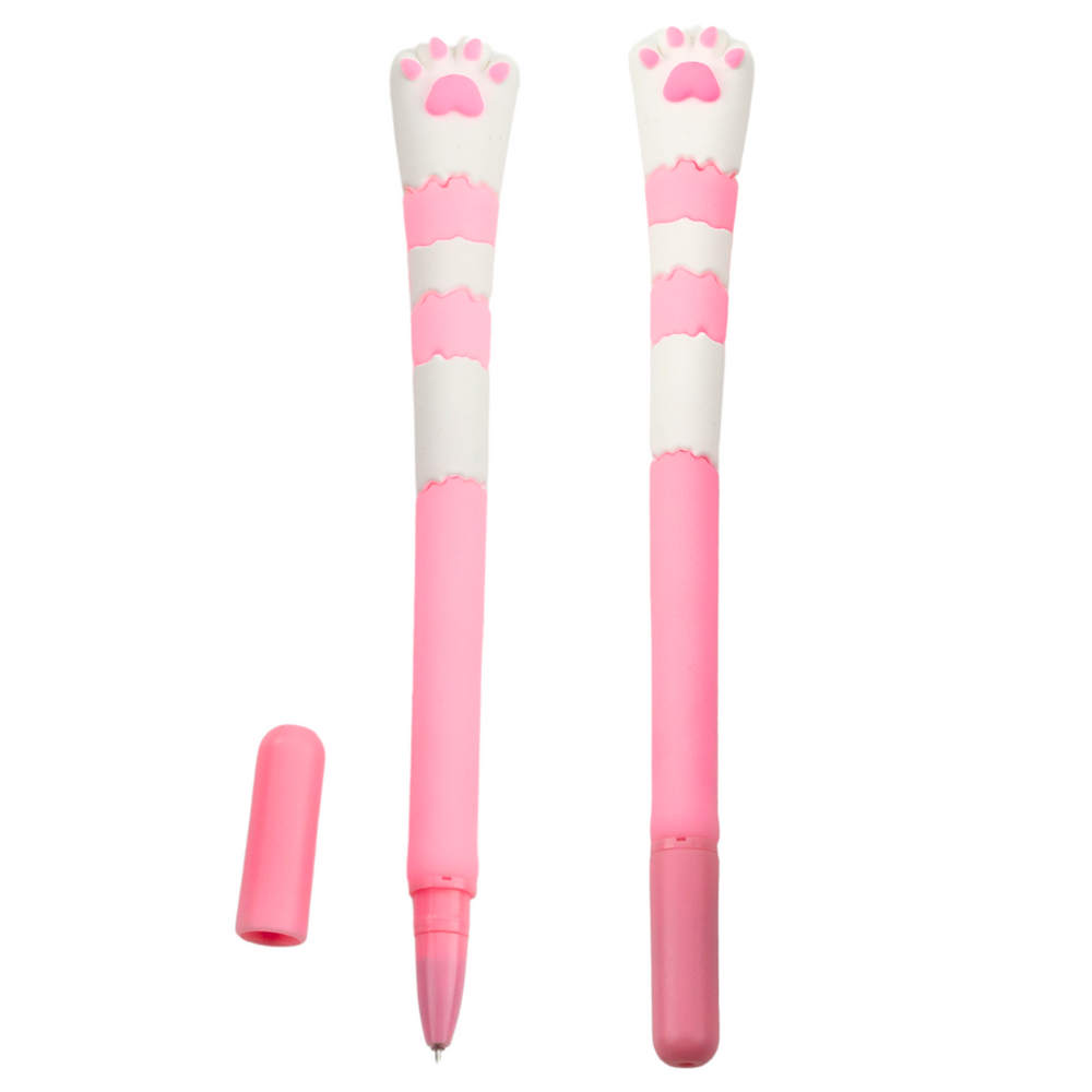 Rašiklis gelinis rožinis su katės pėdute, 16.5 cm