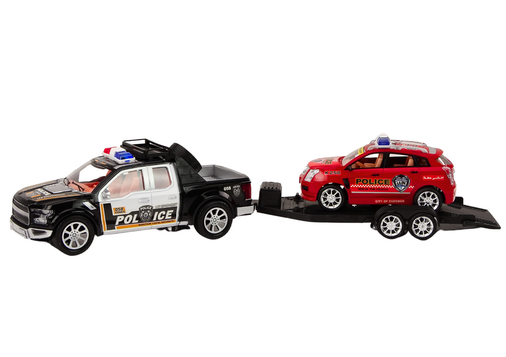 Policijos pikapas su puspriekabe