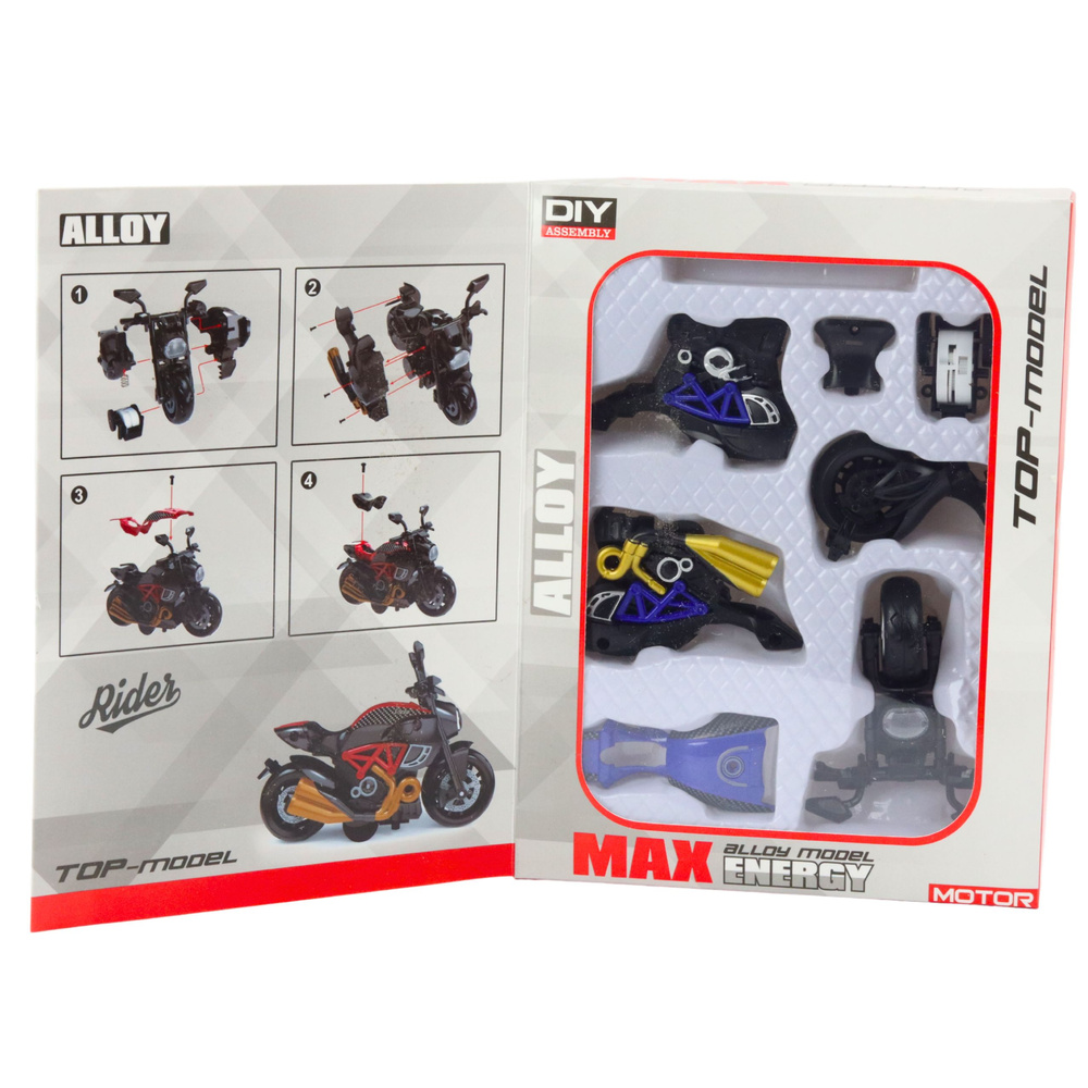 Motociklo modelis 1:14 mėlynas surinkimui 2
