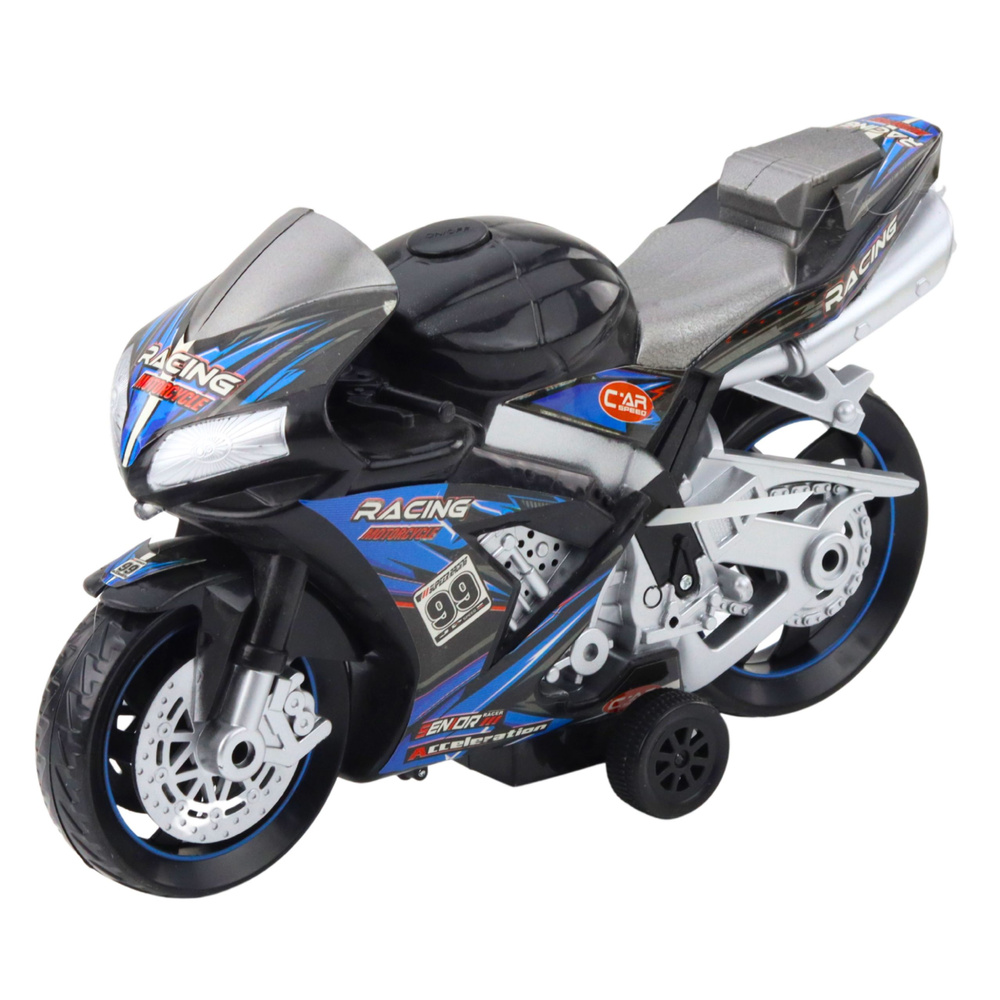 Žaislinis lenktyninis motociklas su šviesos ir garso efektais
