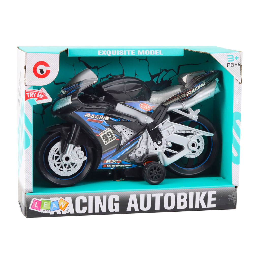 Žaislinis lenktyninis motociklas su šviesos ir garso efektais