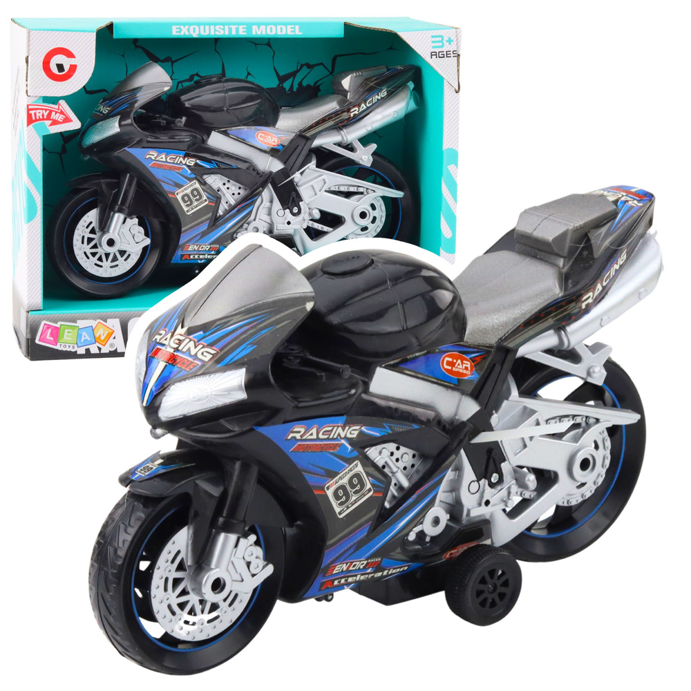 Žaislinis lenktyninis motociklas su šviesos ir garso efektais