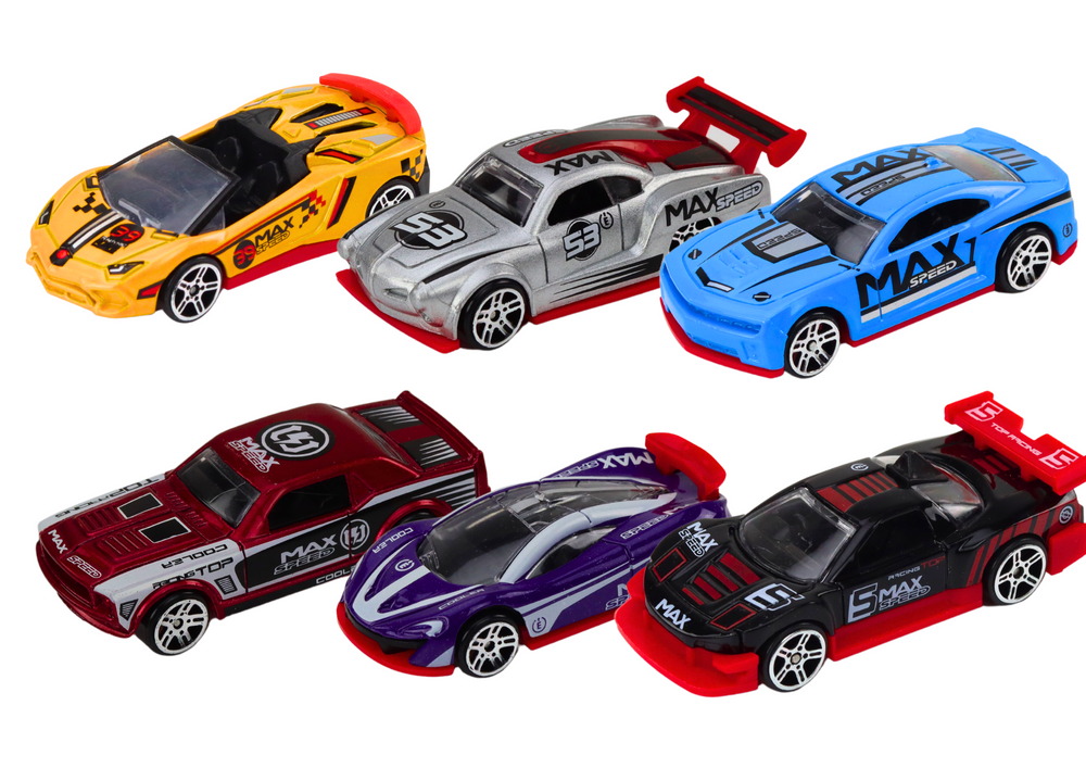 6 vnt. metalinių sportinių automobilių rinkinys vaikams