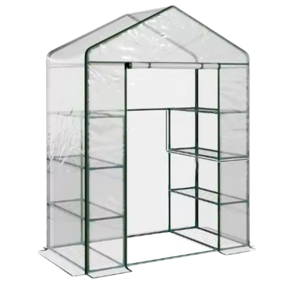 Mini šiltnamis balkonui su pvc uždanga ir metalinėmis lentynomis, 195 x 143 x 73 cm