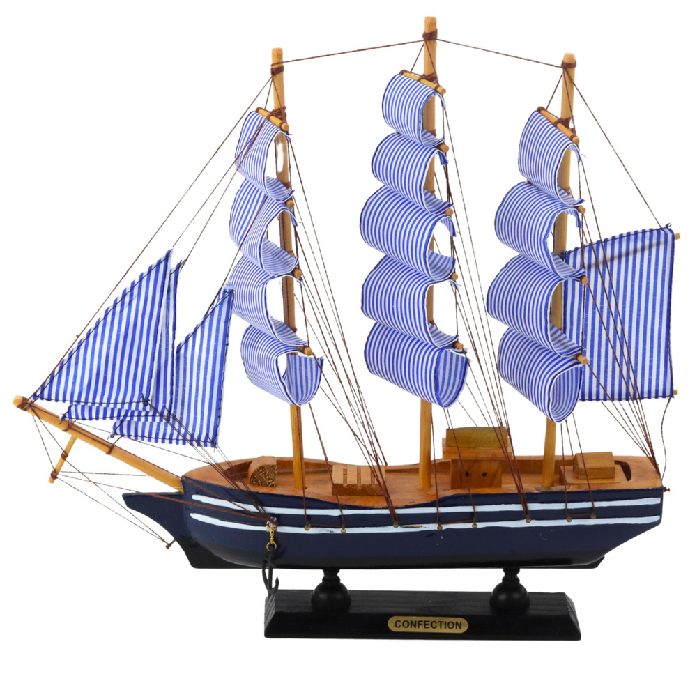 Dekoratyvinis burlaivio modelis 33x31 cm, jūrinis stilius