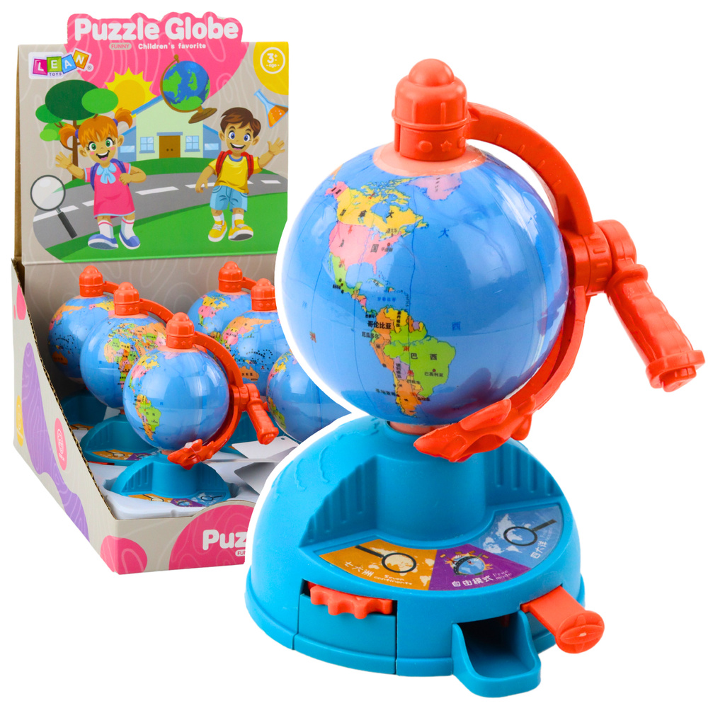 Plastikinis mini gaublys su sukama pavara ir judančiu lėktuvėliu