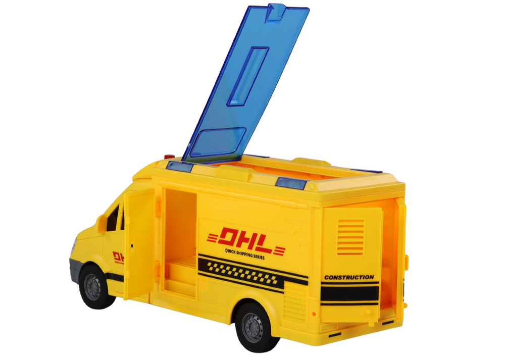 Geltonas pristatymo automobilis 1:16 su šviesomis ir garsais