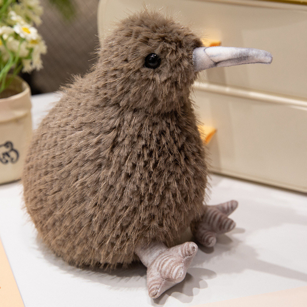 Pliušinė kiwi paukštelio figūrėlė 21 cm, tamsiai ruda