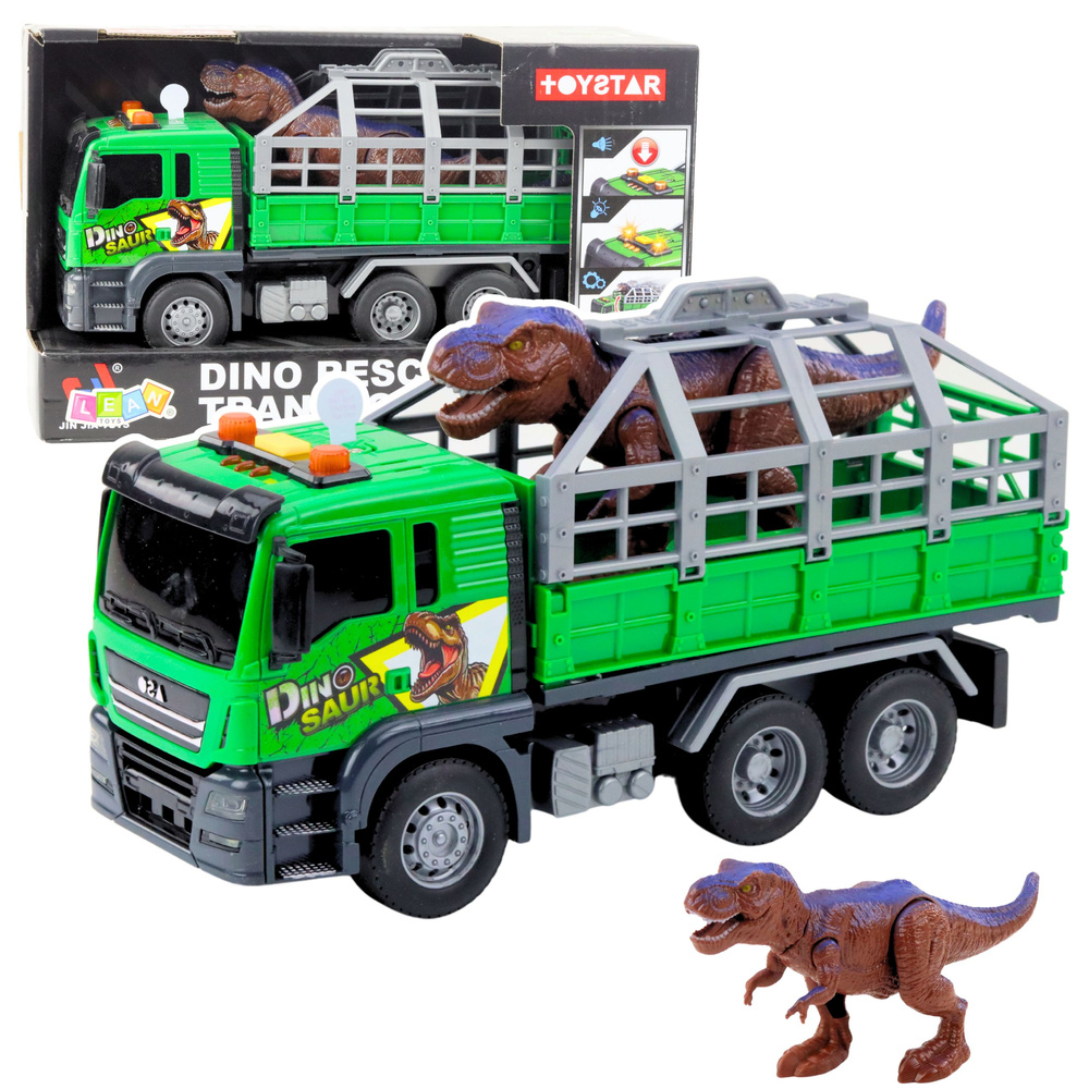 Dinozaurų transportavimo sunkvežimis su šviesos ir garso efektais