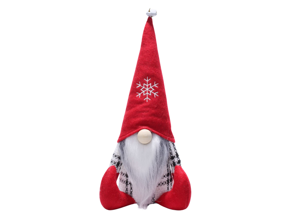 Kalėdinis nykštukas su raudona kepure ir varpeliu, 32 cm