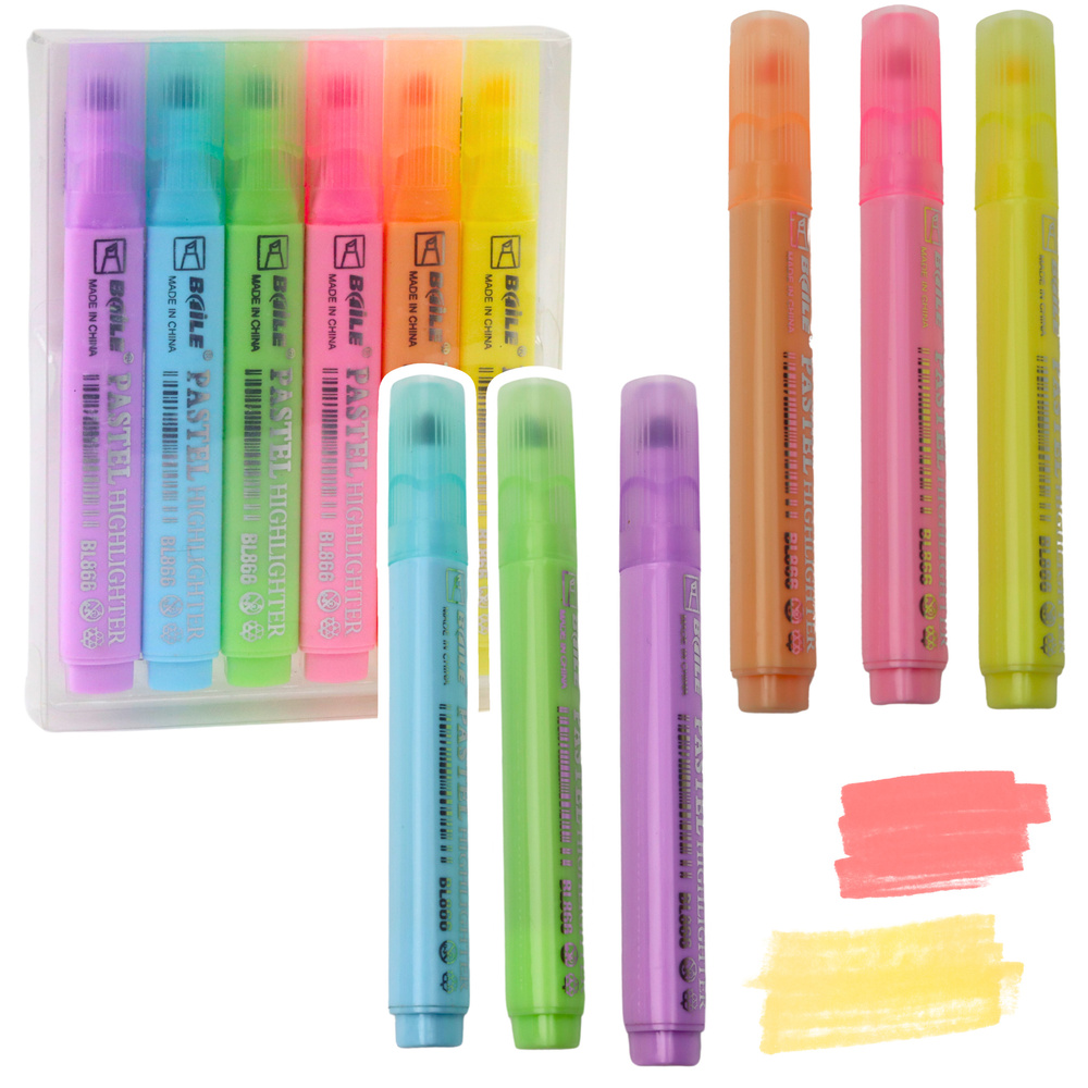 Pastelinių spalvų žymeklių rinkinys 6pcs.